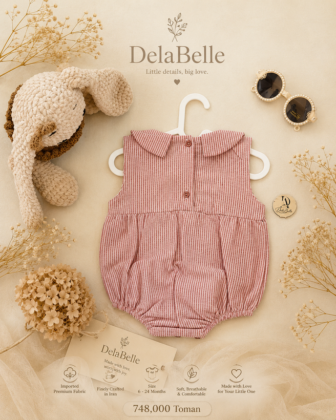 بادی دخترانه راه راه صورتی رزالی Delabelle