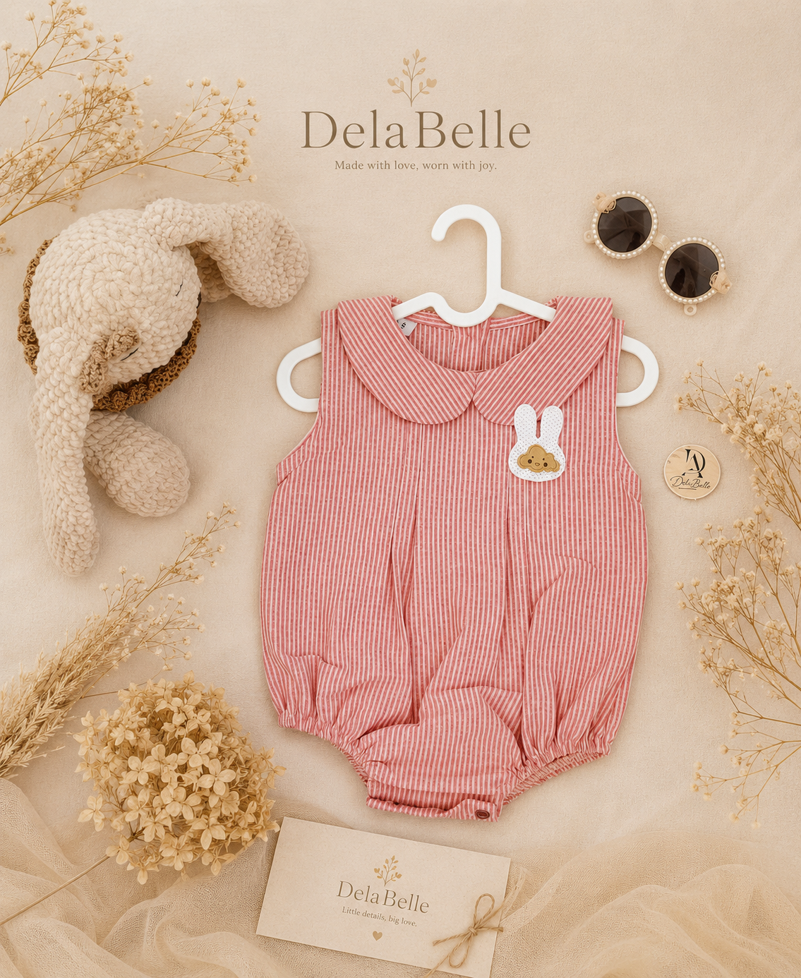 بادی دخترانه راه راه صورتی رزالی Delabelle