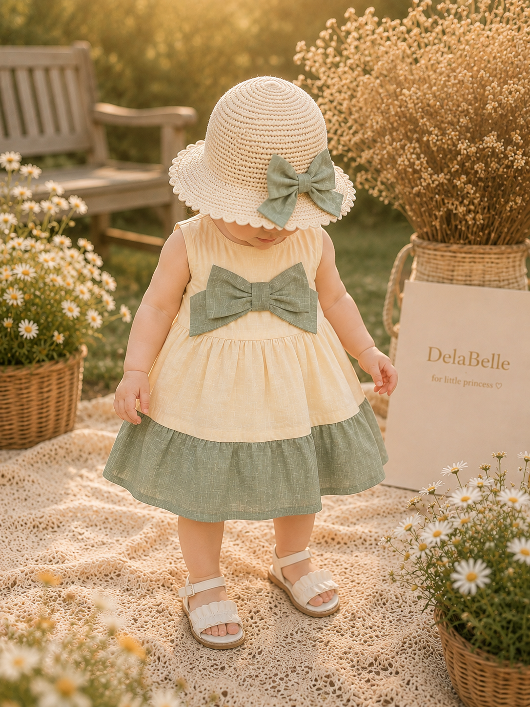 پیراهن پاپیون سبزم آستر دار DelaBelle